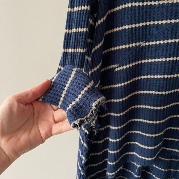 Free People Sunset Park Striped V-Neck Long Sleeve Casual Tunic Top Blue XS - Picture 6 of 10